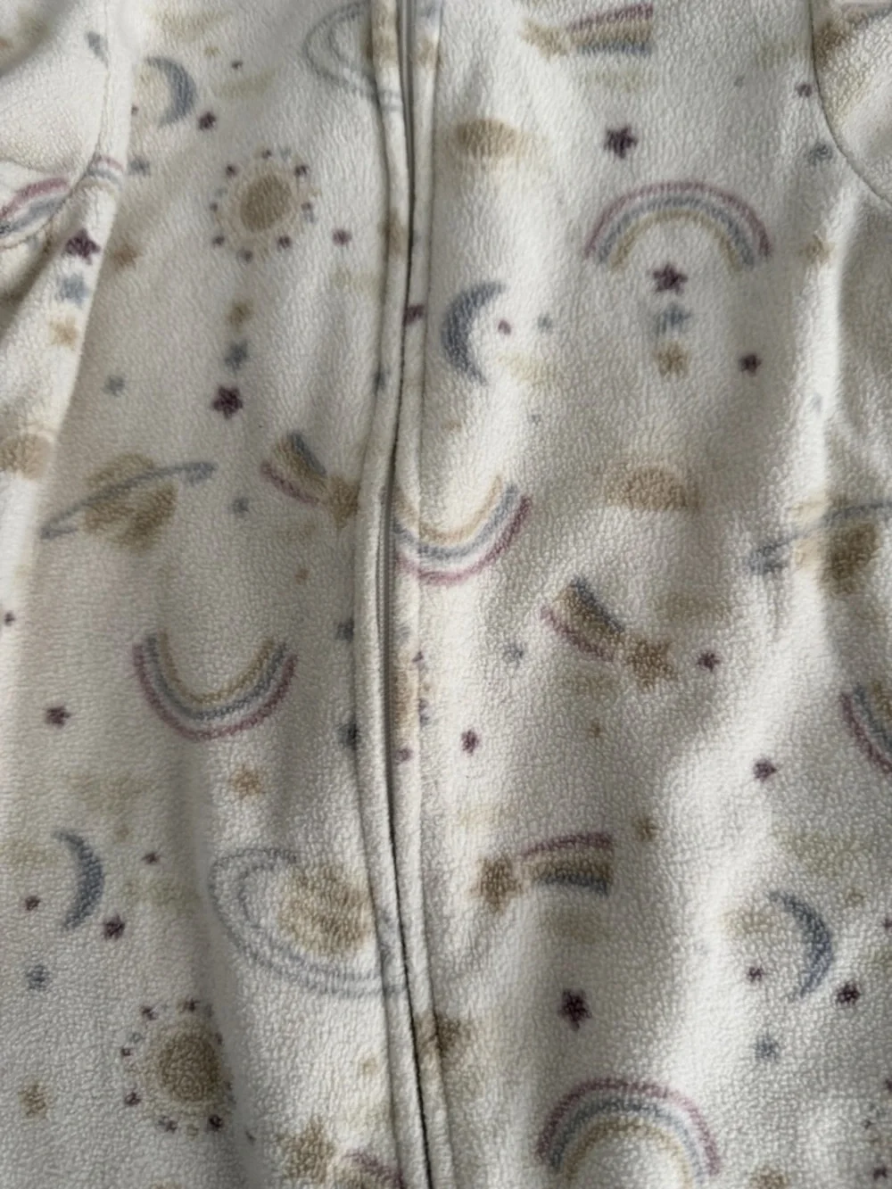 Kids Beige Space-Print Footed One-Piece and sweater 12 months